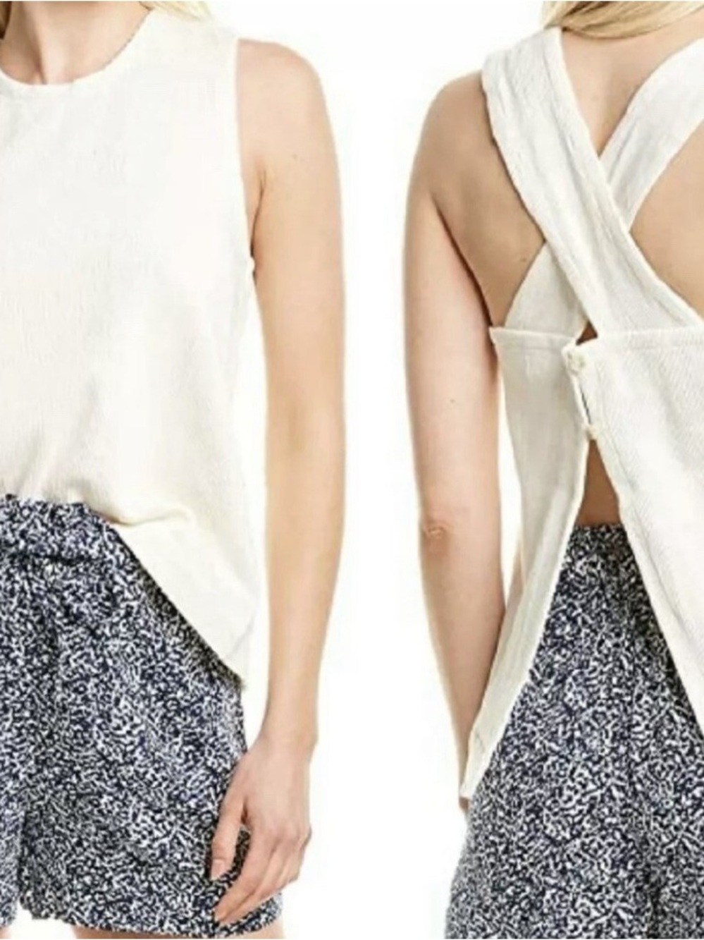 EUC Madewell  Ottoman Jacquard Cross Back Ribbed Tank Top, Sz Small